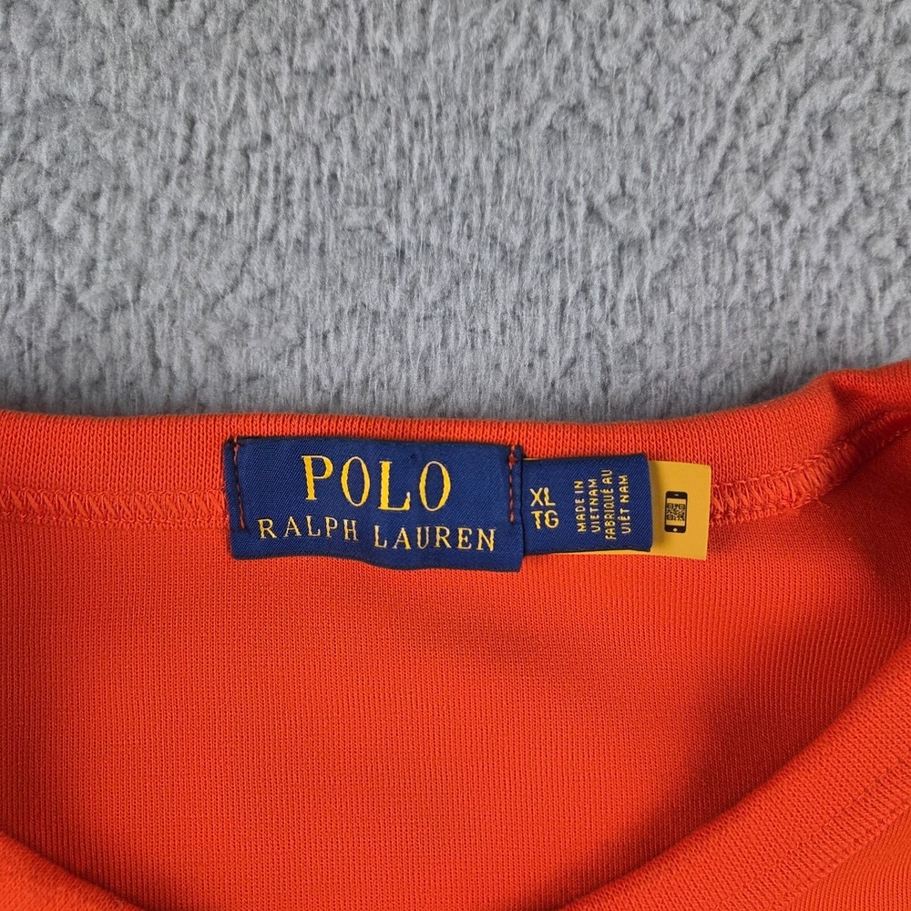Polo Ralph Lauren Sweater Sweatshirt Mens XL Orange Crewneck Pullover Red Pony - Picture 3 of 9